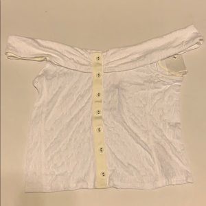 NWT Free People Cropped Off Shoulder Button Front Top